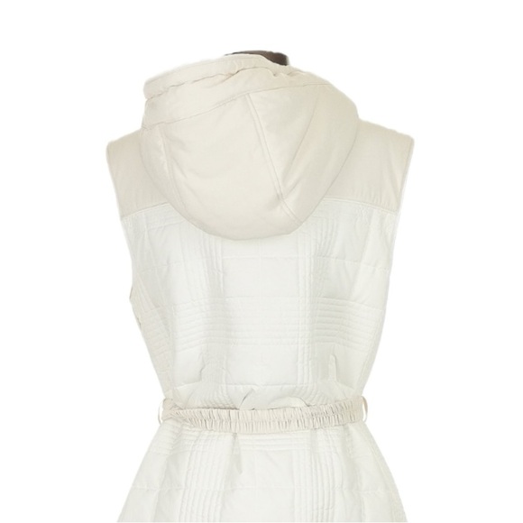 BOSS Hugo Boss Quilted Puffer Vest Dress NWT 4 Hooded Belt Water Repellent Ecru - Picture 5 of 12